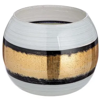 GILDE Dekovase BROKAT - Glasvase in weiß-gold - H. 21cm x Ø 17cm - Tischdekoration (1xVase, 1 Stück), Blumenvase - Dekoration - Vasen - Weihnachten - Pamapasgras - Geschenk