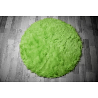 Fabelia Flokati-Stil Hochflor Shaggy Teppich Ameiny Colours - In bunten Farben und kuschelweich (180 cm rund, Grün/Apfel - Smoothie)