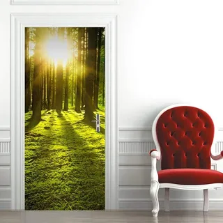 3d TüRaufkleber Wald Selbstklebende Wandbild Home Decoration Wandaufkleber Schlafzimmer Wohnzimmer Abnehmbare Poster Art Aufkleber-77 x 200 cm