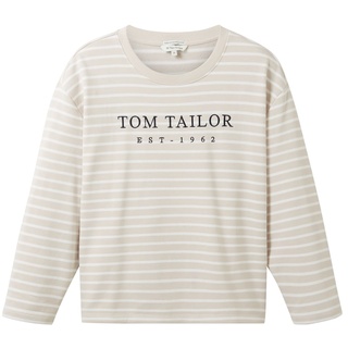 TOM TAILOR Damen Sweatshirt mit Streifen, grau, Streifenmuster, Gr. S
