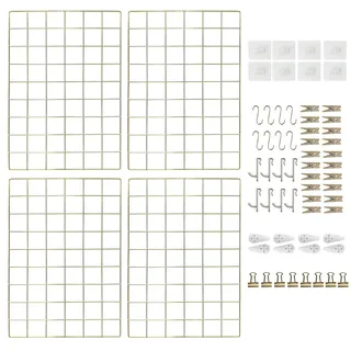 Goldenes Metall Wandregal Gitter 44x30cm für Fotos und Organisation - Gold