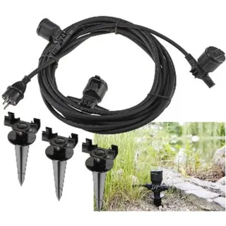 ChiliTec Gartensteckdose 10 m Schwarz 3 St.