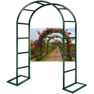 Gartenbogen Aus Metall Breit 140 200 240 300 cm, Rosenbogen Rankhilfe Für Kletterpflanzen Hochzeit Terrasse, Freistehend Torbogen Rankgitter, Wetterfest Rankbogen, Gartendekoration(Grün,120x220 cm (Bx