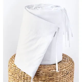 100% WEIß Baumwolle 420 x 30 cm BETTUMRANDUNG Babybett Austattung Babyausstattung Nestchen Bettschlange. Handgenähnt von LOOLAY® - Weiß