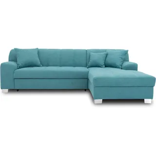 DOMO. collection Ecksofa Capri, Sofa in L-Form, Couch, Polsterecke, Eckcouch, Sofa-Garnitur, Longchair rechts 239 x 152 x 75 cm (BxTxH), türkis