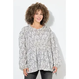 Ulla Popken Bluse grau/weiß L-XL