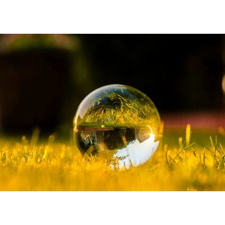 Yudu Dekokugel Kristallkugel Wahrsager Glaskugel mit Ständer transparent Ø 8 cm