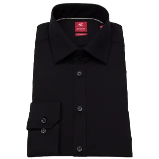 Pure Businesshemd Slim Fit stark tailliert bügelfrei Kentkragen schwarz S
