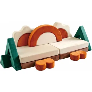 Relaxdays Relaxdays, 18-tlg. XXL Kinder Spielsofa modular Beige,Braun,Orange