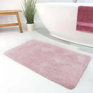 Homie Living Badteppich, Badematte kuscheliger Flauschiger weicher Flor l rutschfest und Waschbar Porto Azzurro (60 x 100 cm, Rosa)