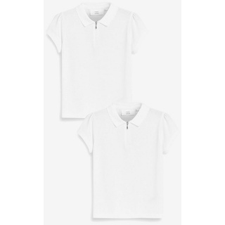 Next Langarm-Poloshirt 2 Polo-Shirts aus Baumwolle mit Reissverschluss (2-tlg) weiß 128 (8 J.)
