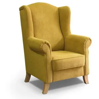 Beautysofa Ohrensessel LEONARDO Sessel Wohnzimmersessel, Fernsehsessel gelb