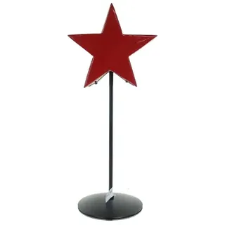 Weihnachtsdeko Massivo Stern Rot & Natur Ø 19 cm auf schwarzem Stab 50 cm - Mangoholz