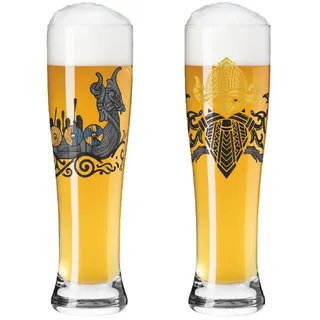 Ritzenhoff Bierglas Ritzenhoff Brauchzeit Weizen 2er #19 #20 J. Vanis H23, Kristallglas bunt|weiß