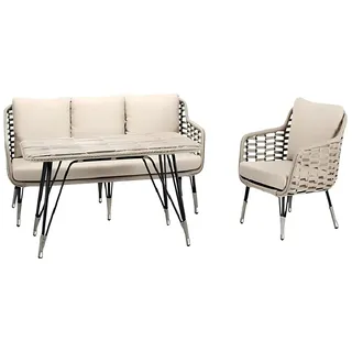 aea Sofas Gartenmöbel Beige Couchtisch Sessel Moderne Rattan Hochwertig 3 Sitzer