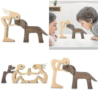 Handgeschnitzte, Unbemalte Holzfigur Eines Hundes Oder Menschen – Unfertige Farbe: H05