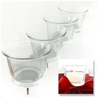 Annastore Kerzenständer 4-TLG. Set Adventskranz-Stecker aus Glas oder Metall (Teelichthalter für Adventskranz), Adventskranzhalter, Kerzenhalter für Adventskranz