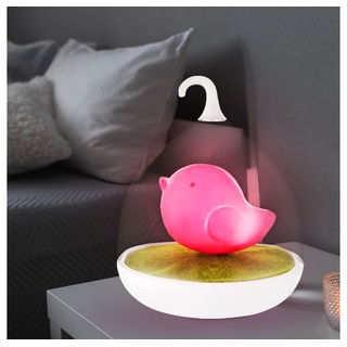 Globo Dekolicht, LED-Leuchtmittel fest verbaut, Tischlampe Dekolampe Nachtlicht Touchdimmer LED Kinderlampe Vogel pink