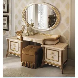 JVmoebel Schminktisch Barock-Tisch mit Spiegel in Beige von Arredoclassic (3-St., Schminktisch + Spiegel), Made in Europa beige|braun
