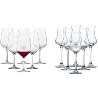 Schott Zwiesel Bordeaux Rotweinglas Taste (6er-Set) & Grappaglas Classico (6er-Set), klassische Schnapsgläser mit Stiel, spülmaschinenfeste Tritan-Kristallgläser, 0,09 l