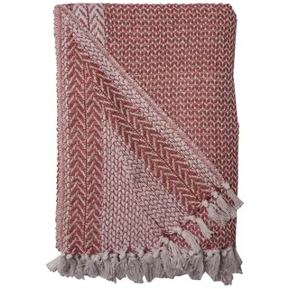 Wohndecke Decke Überwurf Agatha 100% Baumwolle 130x180 cm Skandinavisch, AU Maison, 100% recycelte Baumwolle rosa|rot