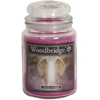 Woodbridge Große Duftkerze im Glas mit Deckel | Angel Wings | Duftkerze Patschuli | Kerzen lange Brenndauer | Raumduft für Zuhause | Kerze 2 Docht
