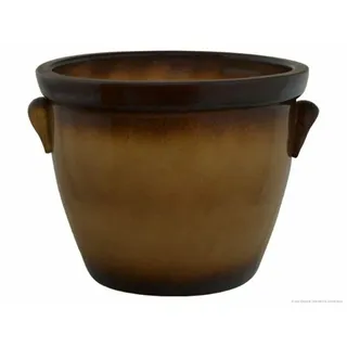 KERAZO Keramik Pflanzkübel Blumentopf Pflanztopf Frostfest 28x20 braun-geflammt