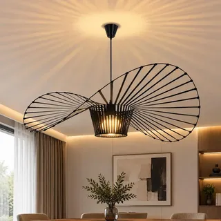 ZMH Pendelleuchte Esstisch Hängelampe Wohnzimmer 100CM Pendelampe E27 Esstischlampe Höhenverstellbar Hängeleuchte für Esszimmer Schwarz - Schwarz