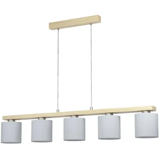 EGLO Castralvo 5-flg. E27 121 cm nickel-matt, braun, weiß