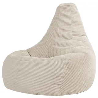 I.C.O.N. Icon Dalton XXL Sitzsack Cord mit Füllung, Beige | In Deutschland Hergestellt, Sitzsack Erwachsene, Weicher Cordstoff, Gaming Sitzsack für Wohnzimmer und Schlafzimmer