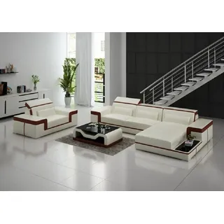 Wohnlandschaft Ecksofa L-Form Sessel Set Modern 2tlg JVmoebel - Beige/Braun