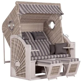 deVries Pure Cliff XXL Sun PE Teak/Grau inkl. Klapptisch/Fußstützen/Bullauge
