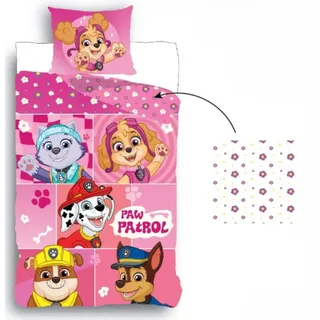 PAW PATROL Bettwäsche Bettbezug 135x200 cm & Kopfkissenbezug 80x80 cm – Aus 100% Baumwolle rosa