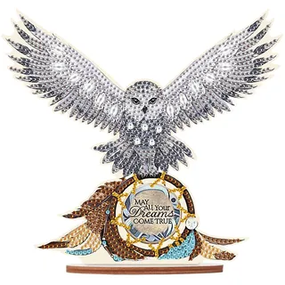 DCIDBEI 5D Diamond Painting Tisch Deko Eule Aufsteller Owl 13x19cm | DIY Diamant Malerei Tisch Dekoration Eule Diamond Painting Tischdekoration Diamond Painting Ornament Tiere Eule Mosaik Kunst