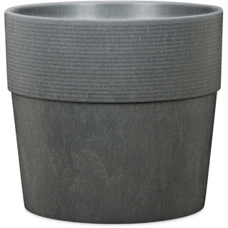 Scheurich Groove+ 30, Pflanzgefäß / Pflanzkübel, rund, Farbe: Carbon, hergestellt mit recyceltem Kunststoff,  für den Außenbereich