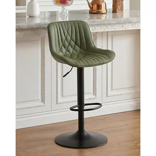 YOUTASTE 1er Barhocker, Drehbar Barstuhl mit Lehne, Höhenverstellbar aus PU-Leder, 360° Drehstuhl, Moderner Bar Hocker Küchenhocker Bar Stool, Olivgrün