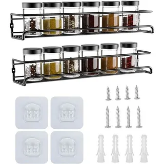 Famanu Gewürzregal Organizer für die Küche - Wandmontage und Schranknutzung - Set von 2/4
