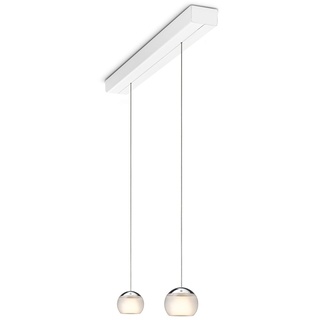 Oligo Balino LED Pendelleuchte mit unsichtbarer Höhenverstellung 2-flammig weiß | Haube chrom / Glas satiniert