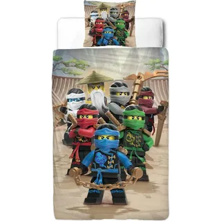 Lego Ninjago Renforce-Kinder-Bettwäsche "BE COOL"135 x 200 cm, 100 % Baumwolle - Blau/Grün/Rot/Schwarz