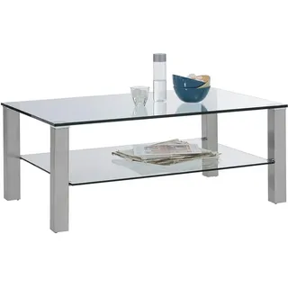 Novel Couchtisch, Klar, Edelstahl, Metall, Glas, rechteckig, eckig, 70x43x110 cm, Wohnzimmer, Wohnzimmertische, Couchtische, Couchtische Glas