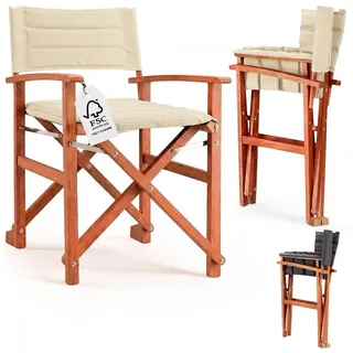 Casaria Regiestuhl, Klappbarer gepolsterter FSC®-zertifizierter Holz Stuhl bis 160 kg beige
