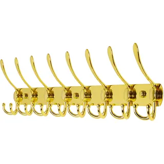 Dseap Garderobenleiste mit 8 haken, schwerlast 74cm Lang garderobenhaken, edelstahl wandgarderobe, kleiderhaken wand, hakenleiste garderobe für mantel hut handtuch handtasche, Gold