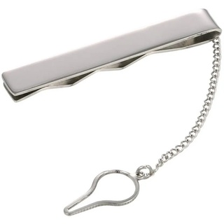 DonDon Krawattennadel Krawattenklammer Krawattennadel, Krawattennadel aus Edelstahl, mit Zierkette, verschiedene Designs silberfarben