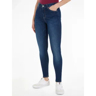 Tommy Hilfiger TOMMY JEANS Nora Mid Rise Skinny fit blau (denim schwarz), Denim/Jeans, Obermaterial: 92% Baumwolle, 4% Elasthan, 4% Polyester, unifarben, casual, skinny fit knöchellang, Jeans, mit Waschung, Logo-Badge