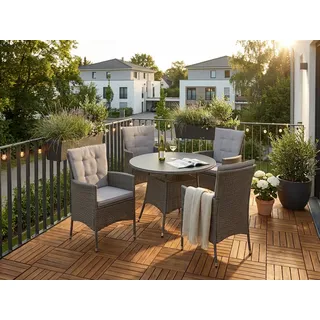 Konifera Mailand Polyrattan Garten-Essgruppe 13-tlg. grau/braun
