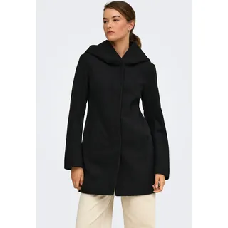 Langjacke ONLY "ONLBLAKE HOOD COAT CC OTW", Damen, Gr. S, schwarz, Web, Obermaterial: 100% Polyester, unifarben, Po-bedeckend, Jacken Langjacke, Kunstfaser, Eingrifftaschen