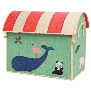 rice Aufbewahrungskorb Landhauskorb mittel Raffia-Bast Kinderzimmer Deko