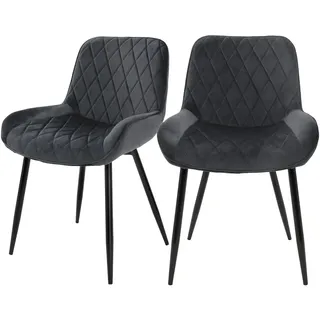 ML-Design Esszimmerstuhl Anthrazit Samt 2er Set