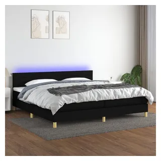 vidaXL Bett Boxspringbett mit Matratze & LED Schwarz 200x200 cm Stoff schwarz 200 cm x 200 cm