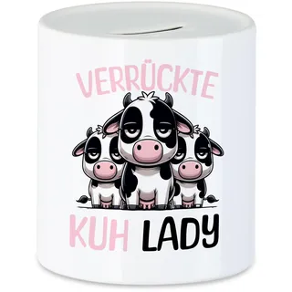 Hey!Print Verrückte Kuh Lady Spardose Lustige Kühe Geschenk Spruch Statement Bauernhof Kuhfan Humor